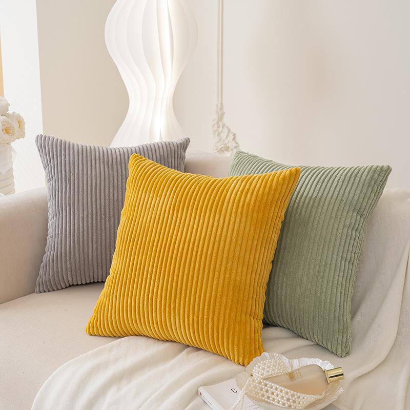Solid Color Simple Corduroy Cushion Cover Living Room Sofa Cushion Cover Model Room Decorative Cushion Cover