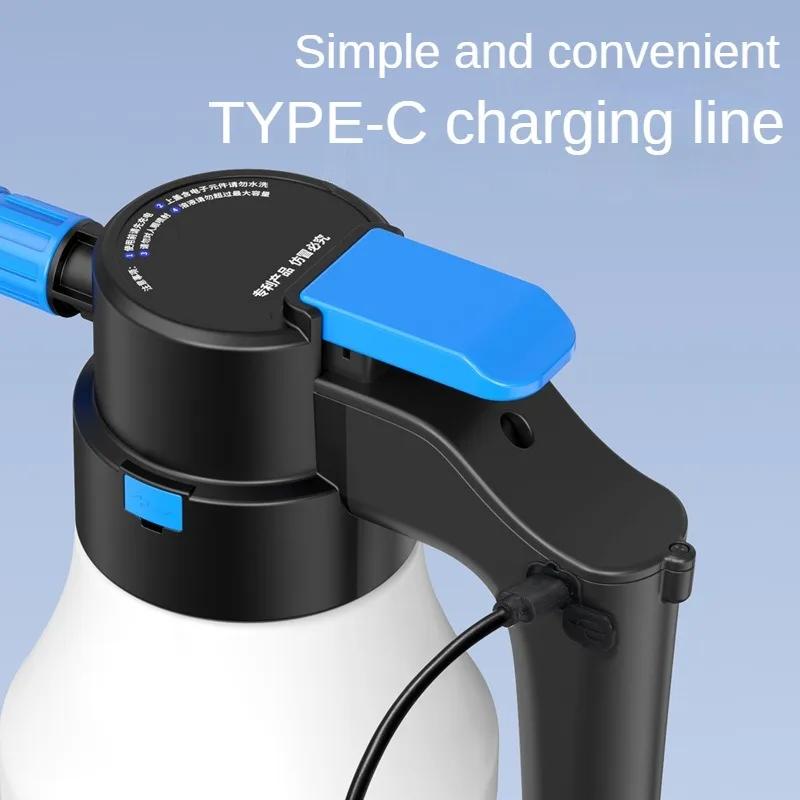 LEIBOO 1.5L Electric Foam Sprayer High Pressure Foaming Pump Sprayer Rechargeable Car Wash Foam Blaster Auto Home Cleaning Tool