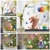 Window Sticker Egg Design Removable Door Sticker Wall Decoration Happy Easter Easter Bunny Sticker For Kids' Room Decor Easter