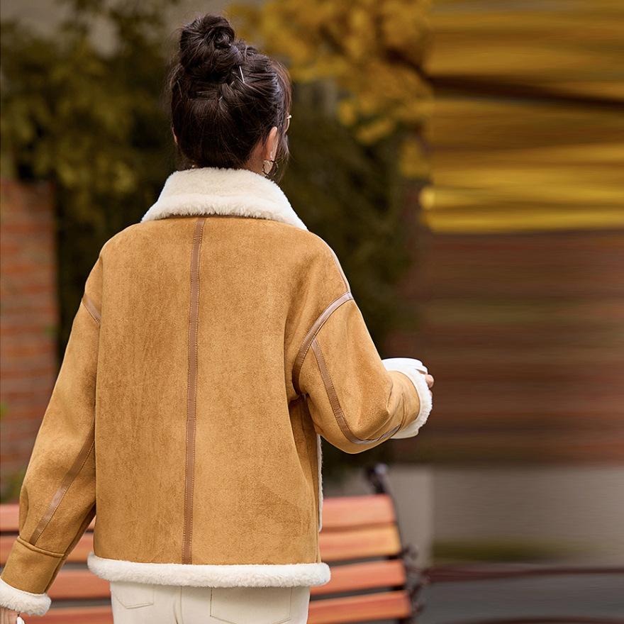 Fur Integrated Imitation Lamb Wool Coat Women's Autumn and Winter New Small Casual Loose Locomotive Jacket Tide