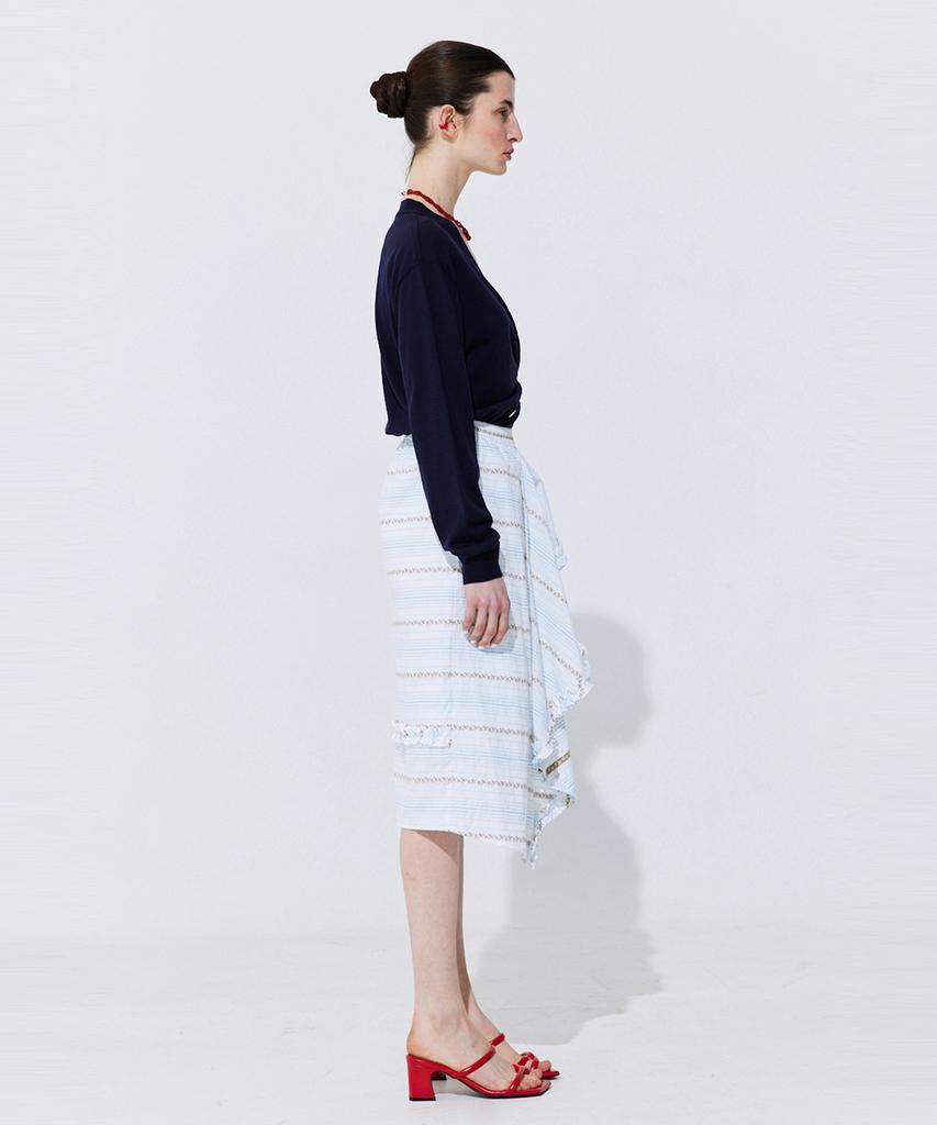 WNDERKAMMER Floral Embroidery Banding Skirt_Light Blue
