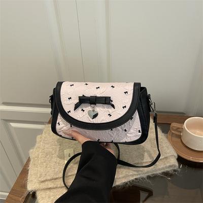 Sweet Sister Bow Underarm Bag Women's New Niche Shoulder Small Square Bag Versatile Commuter Messenger Bag