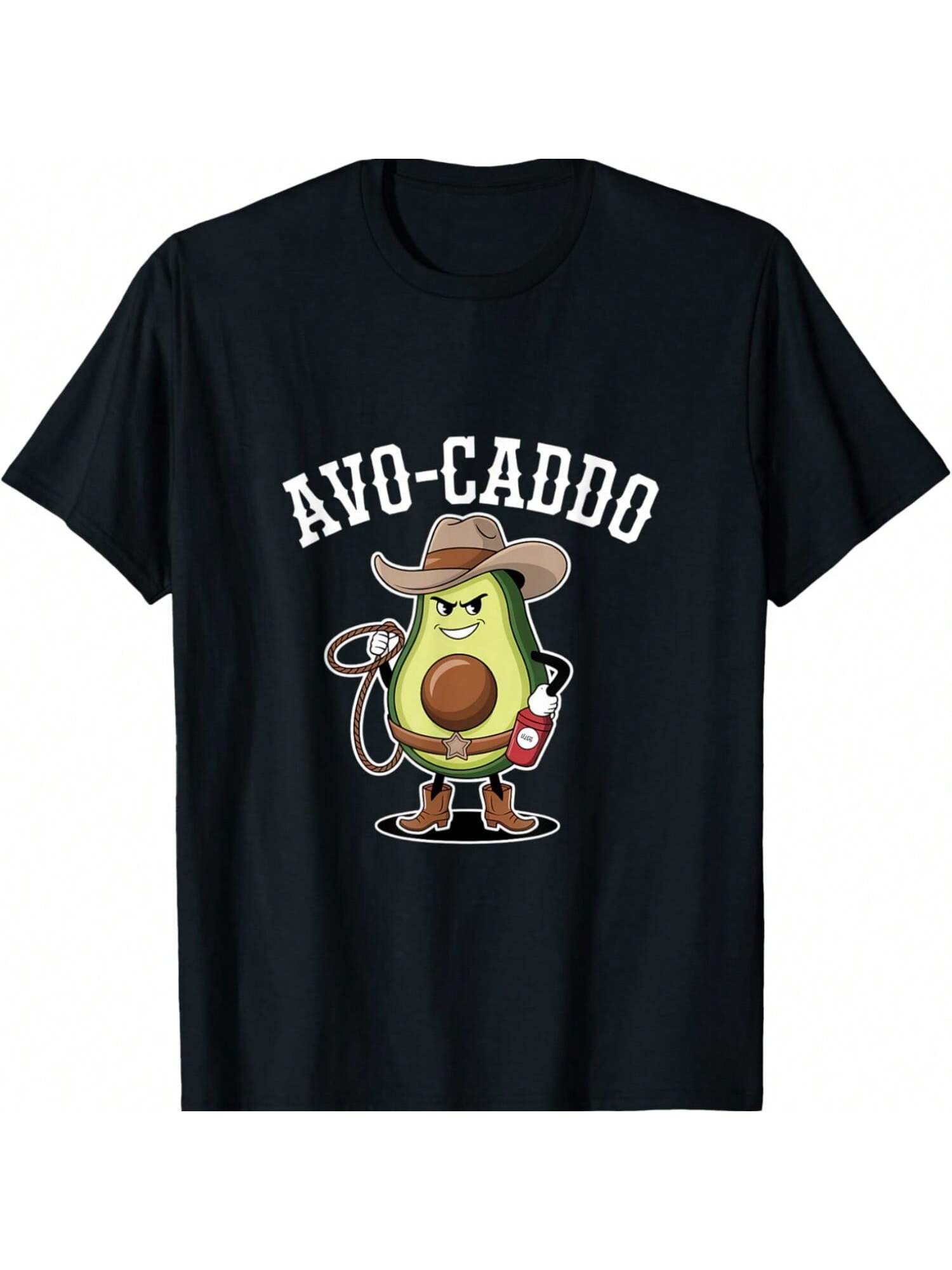 Avo-Caddo Cowboy Avocado Cartoon Fun T-Shirt S