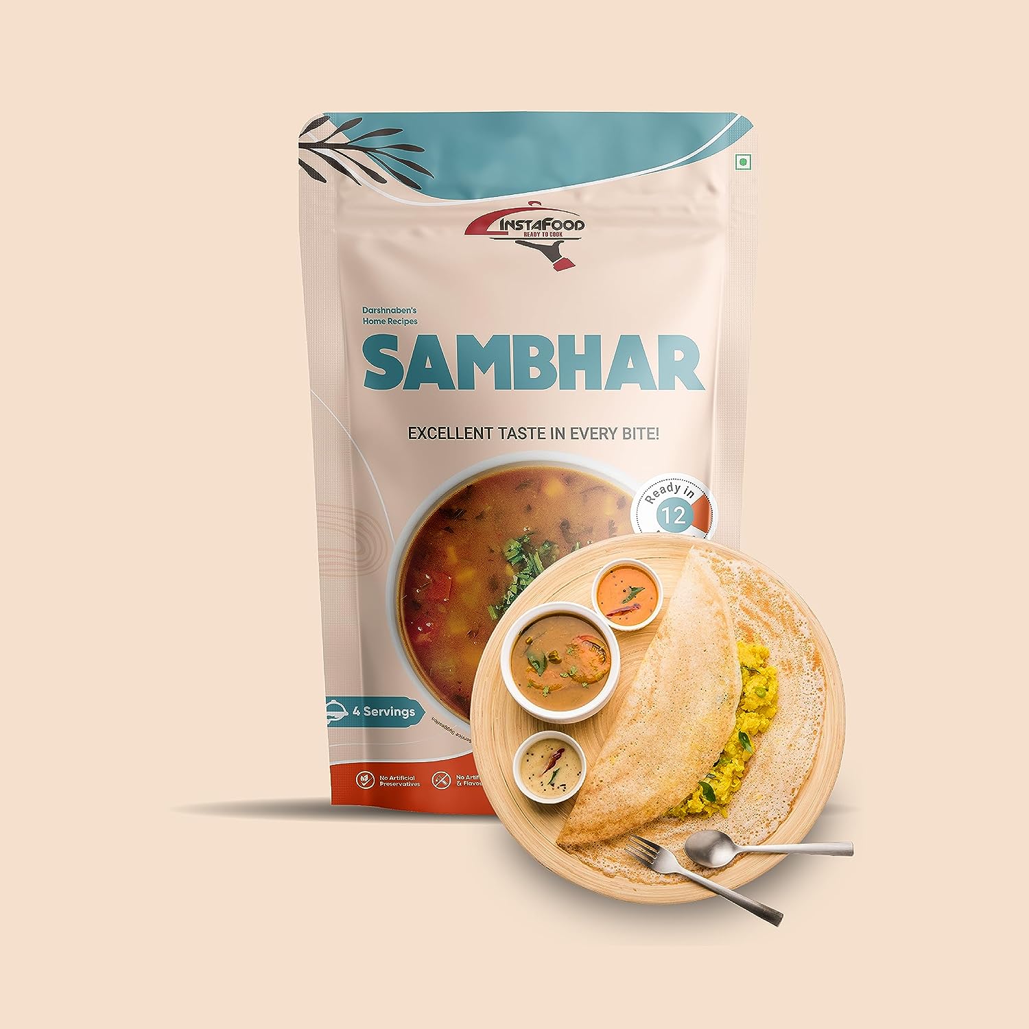 

Sambhar | Ready to Eat & Cook Meal | 4 Servings | Pack of 1 (150g) | You can use this product for 1 year after you get it
