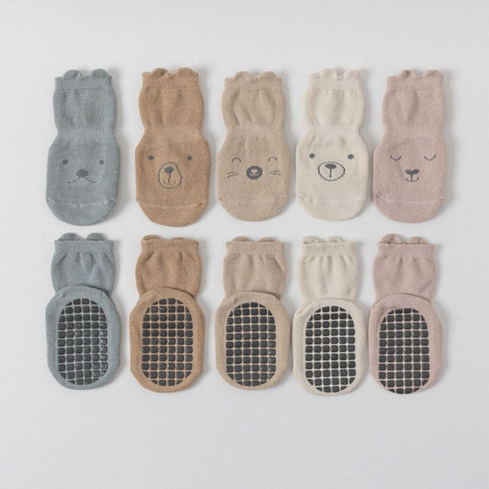 5Pairs Non-slip Toddle Step Socks Breathable Short Tube Socks Soft Baby Cotton Socks  Newborn