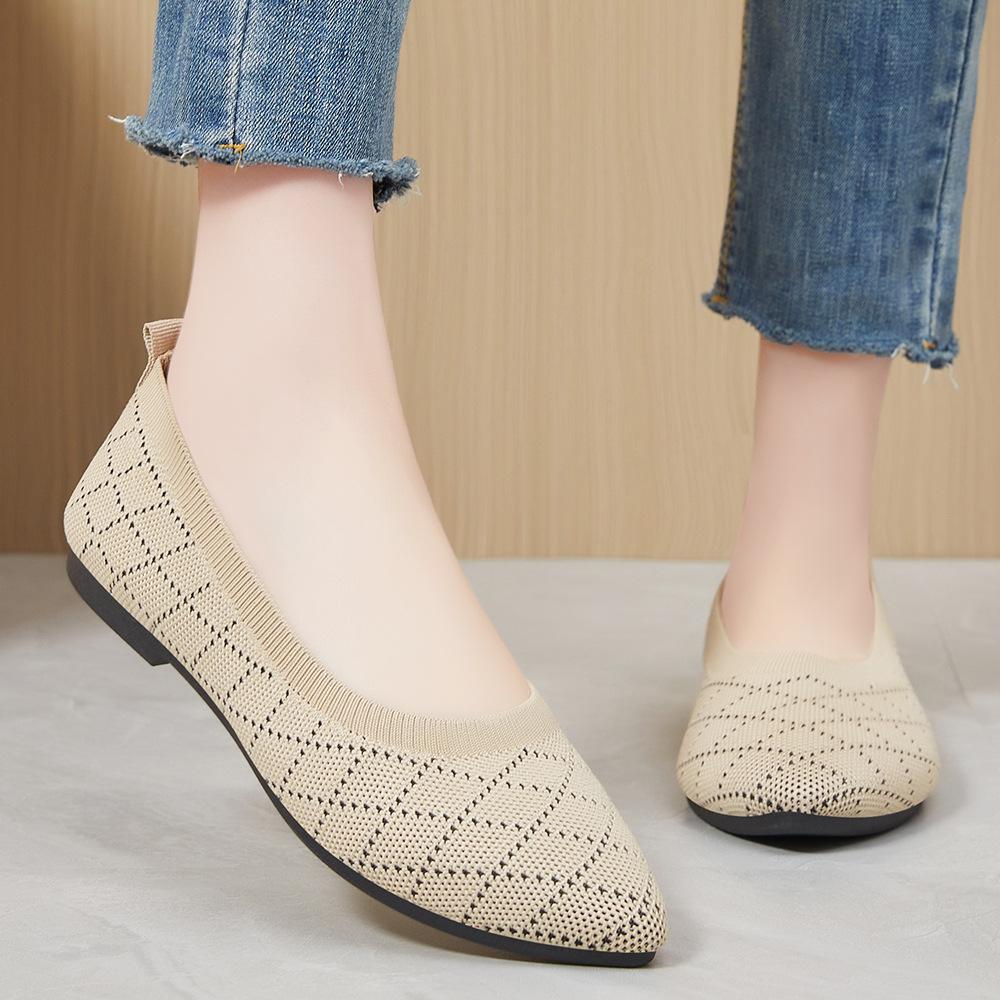 Modische Schuhe Damen 2024 Sommer Neu Modisches Stoffobermaterial Farbblock One Step Mehrfarbig Leichte Öffnung Schuhe Flacher Boden
