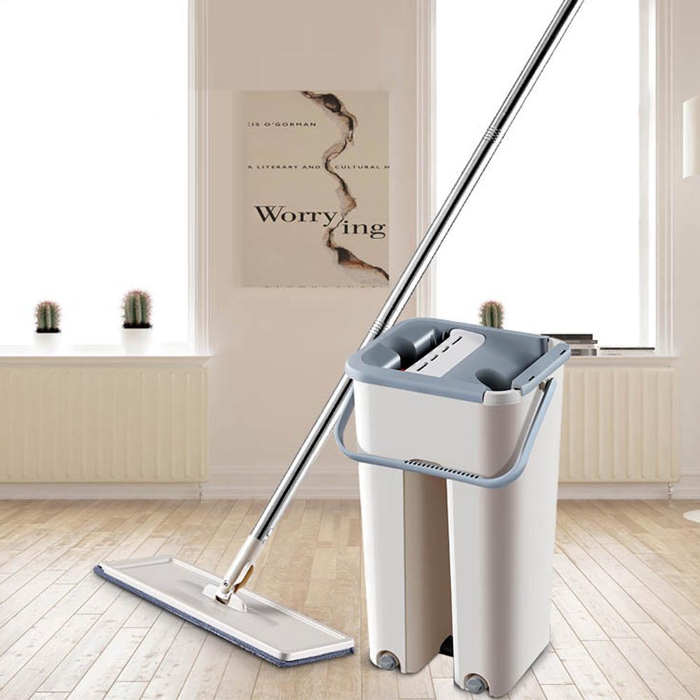 Spray Magic Automatic Spin Mop Avoid Hand Washing Cleaning Cloth for Home Kitchen Wooden Floor Bucket + mop + 2  Mop cloth#0
