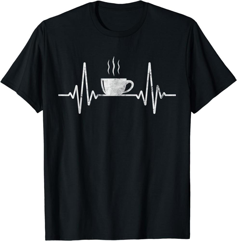 

Funny Heartbeat Coffee Shirt Coffee Cup Frequency Gifts Unisex T-Shirt 3XL