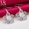 Pendientes piercing con colgante de flor y estrella de plata de ley 925, joyería de boda de moda