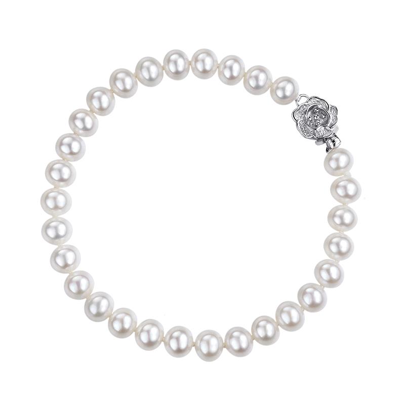 Lukfook Jewellery Ag925 Floral Clasp Freshwater Pearl Bracelet