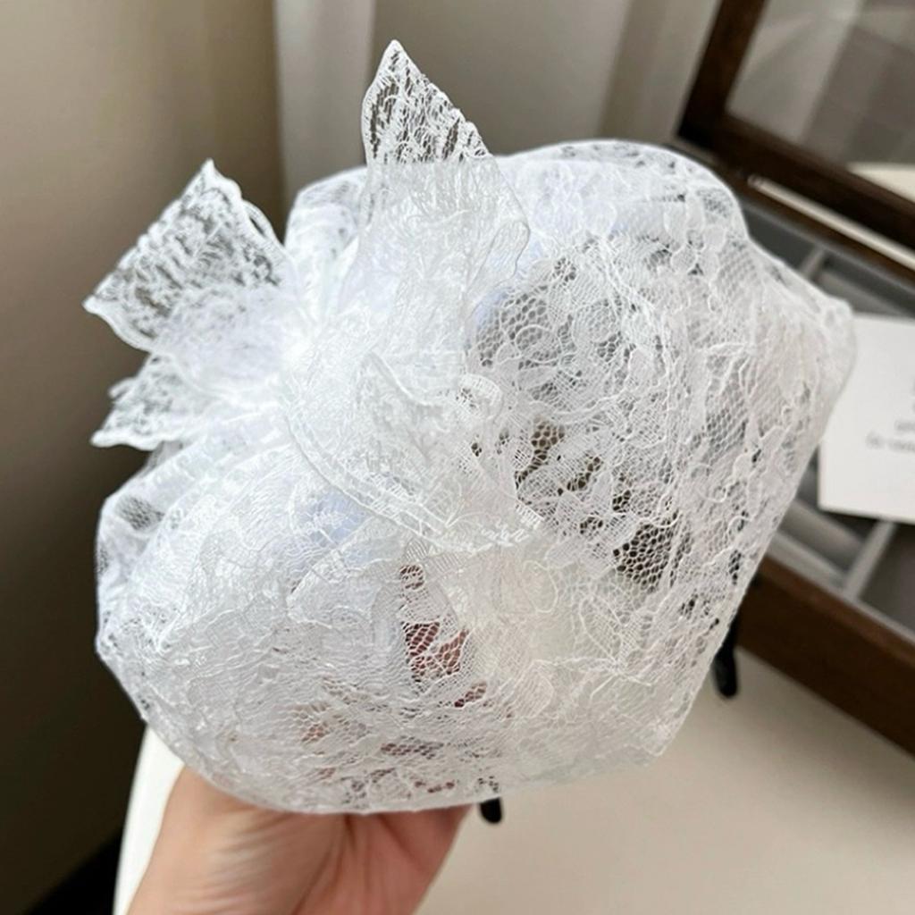Fashionable Women's Lace Headpiece With Bows Comfortable Headband Stylish Hair Accessory For Wedding Guest Headgear