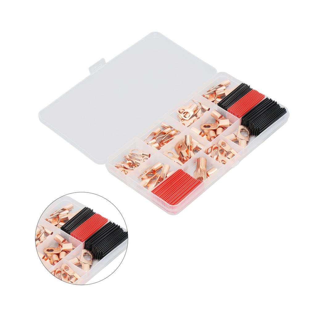 120Pcs Copper Wire Lugs Heat Shrink Kit High Temperature Resistant Tubing Ring Terminal Connectors