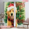 2pcs,2D Plane Printing Curtains Digital Printed Christmas Dog Versatile Fabric (without Rod) All Seasons Ldeal for Living Room,