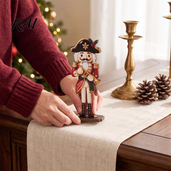 Durable Wooden Holiday Ornament Christmas Nutcracker Table Sign, Soldier Figure Standing Collectible Statue Decorative Desktop for Tiered Tray, Party