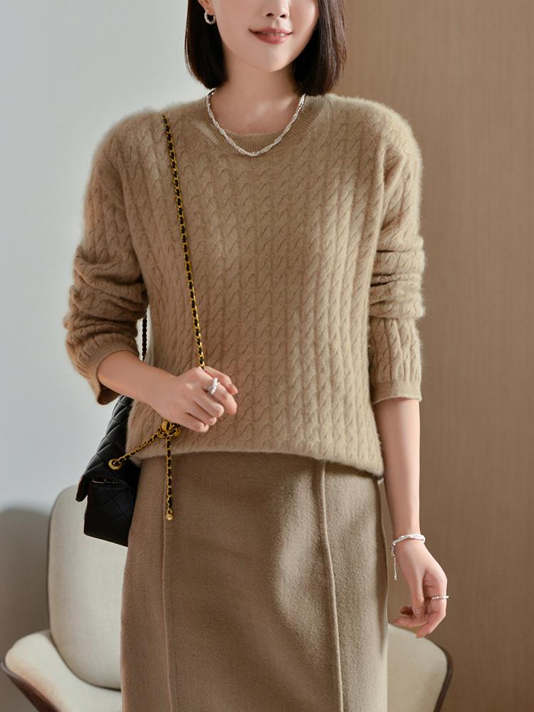 Women's Cashmere Sweater Qinghe Cashmere 30% Cashmere 70% Wool Autumn and Winter Cashmere Pullover Soft and Warm