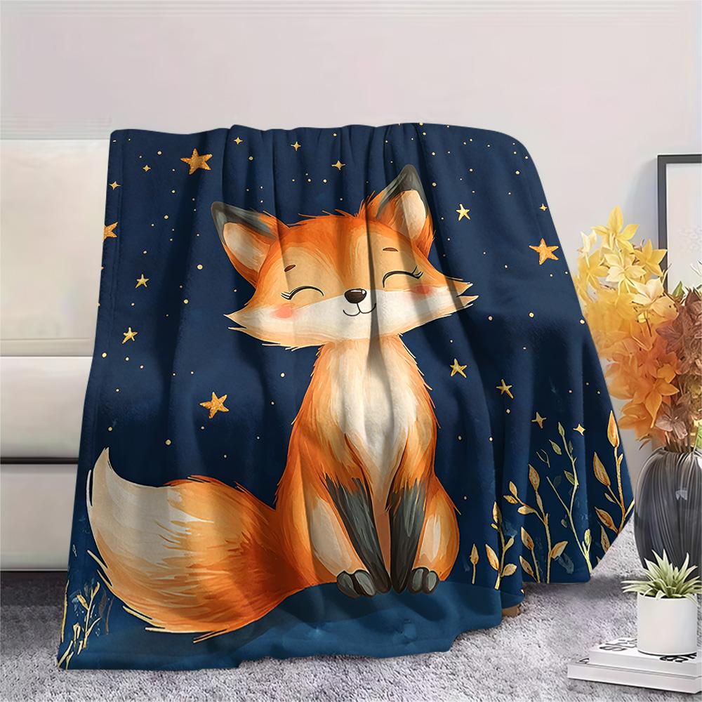 

Fox Print Flannel Blanket, High quality Comfortable for All Seasons, Home Decor, Warmth and Comfort, Perfect for Christmas Gifts 80cm x 120cm