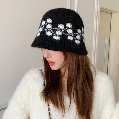 Herbst- und Wintermützen Damen Jacquard Strickmützen Fleece Ohrenschützer Warme Fischerhüte Beanie Hüte