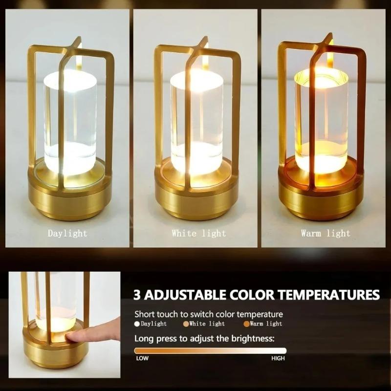 Portable Rechargeable LED Atmosphere Lamp, Vintage Creative Table Light, Touch Dimmable Decor Lighting for Bedside, Desk, Restaurant, Camping