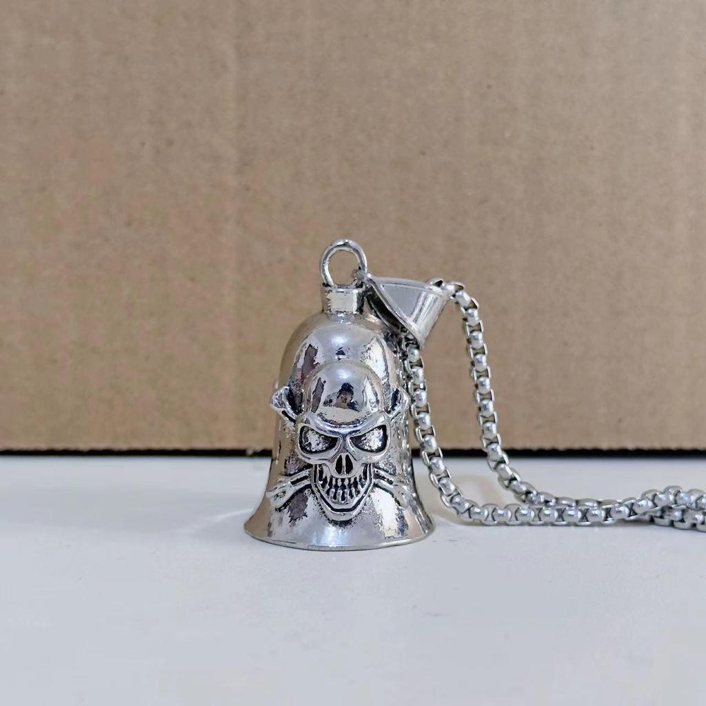 New Retro Punk Metal Skull Motorcycle Bell Keychain for Men