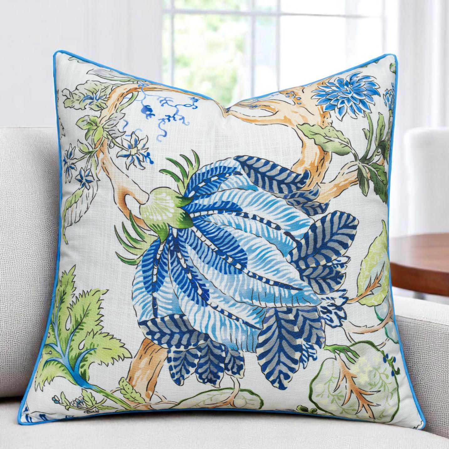 Eurasia Decor Reuben Наволочка декоративная с цветочным принтом – Смесь хлопка 50 cms x 50 cms (Pack of 1) синий