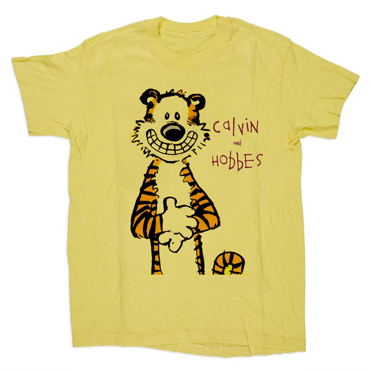 Calvin and Hobbes Funny All Size Yellow 90s T-shirt M