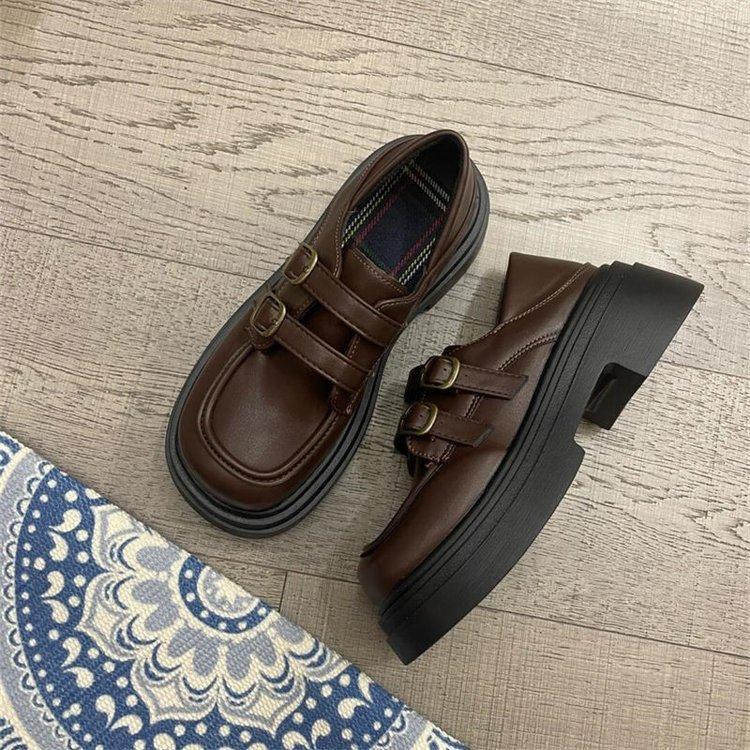 Japanese small leather shoes women's 2025 spring new British style black platform loafers retro jk uniform single shoes