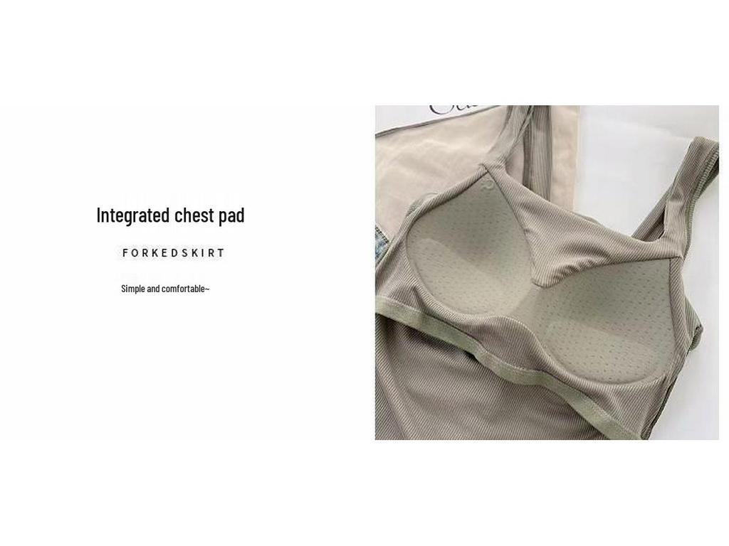 Korean Ruffled Spaghetti Strap Women's Tank with Chest Pads - Sexy Backless Slimming Base Layer