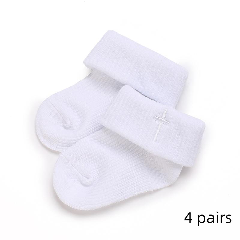 

4 Pairs Of Pure Cotton Soft Baby Socks Are Breathable Skin Friendly And Non Pilling Socks For Newborns Aged 0-18 Months 0-1 year old