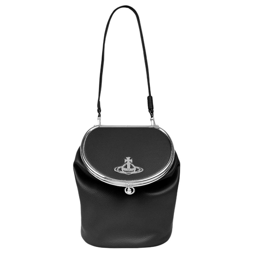 VIVIENNE WESTWOOD Saturn Logo Detachable Chain Strap Closure Backpack Women Backpack Black 4202008UUS000DBLACK