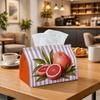 1pc Modern Minimalist Tissue Box Cover, Grapefruit Citrus Flora Stripe High-Quality, Durable, Lightweight, Foldable Storage, Ideal for Living Room And
