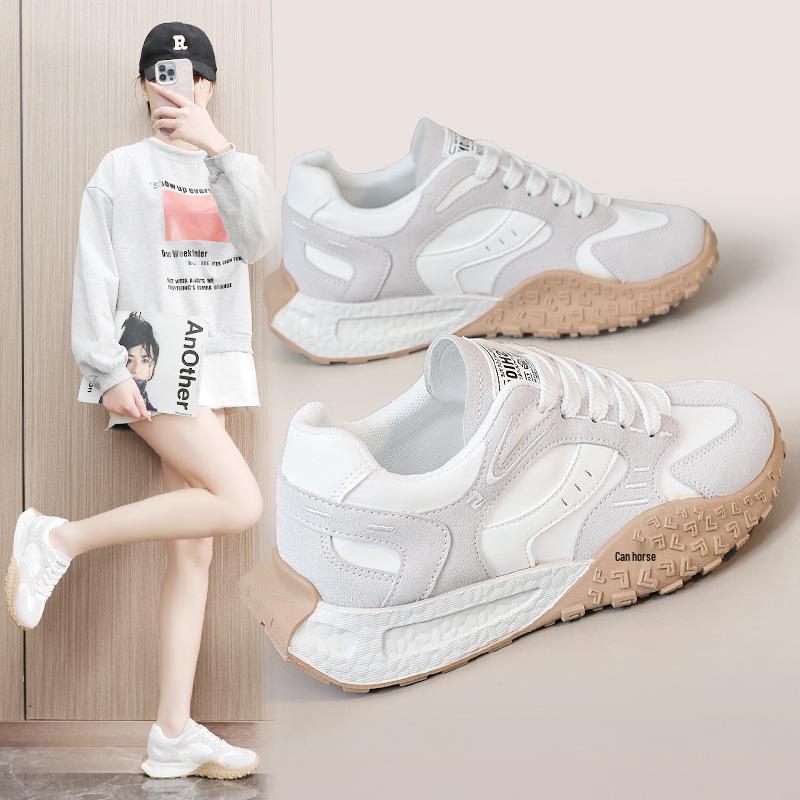 

RD4318 2025 Весна/Лето Женские Дышащие Белые Кроссовки в Корейском Стиле, Повседневные Низкие с Толстой Подошвой. 37 розовый