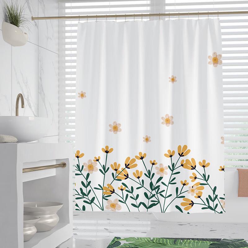 LISM Simple Plant Pattern Shower Curtain Set