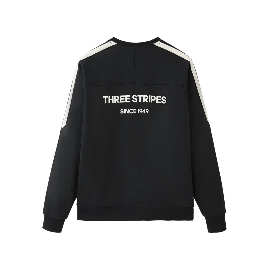 Adidas Striped Crew Neck Comfortable Long Sleeve College Sweatshirt Men sweatshirt Black KA2562