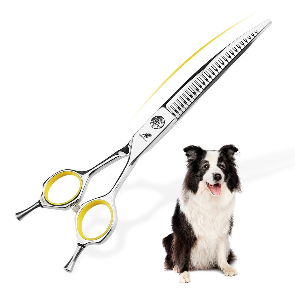 7.5-Inch curved magic tooth scissors, natural tooth scissors, pet trimming scissors, thin scissors, professional-grade pet division special