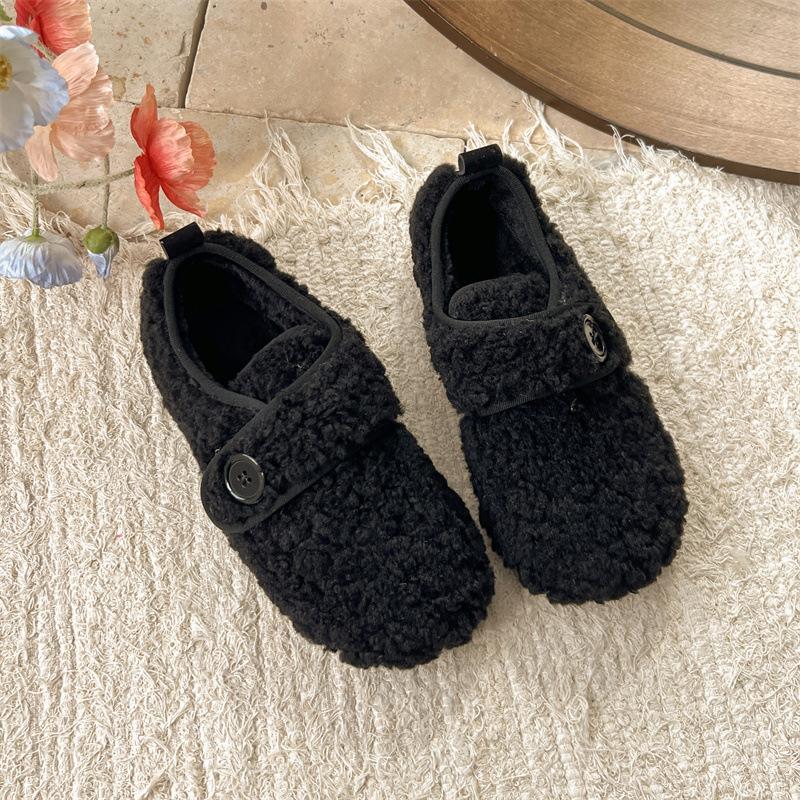 

Милые хлопковые туфли Мао Мао, новые универсальные туфли-дуду на толстой подошве на осень и зиму 2025, бархатные детские хлопковые туфли 40 чёрный