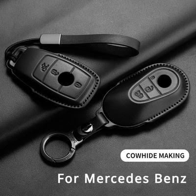 Leather Car Key Case Cover for Mercedes Benz A C E S G Class GLC CLE CLA W177 W205 W213 W222 X167 AMG Car Keychain Accessories
