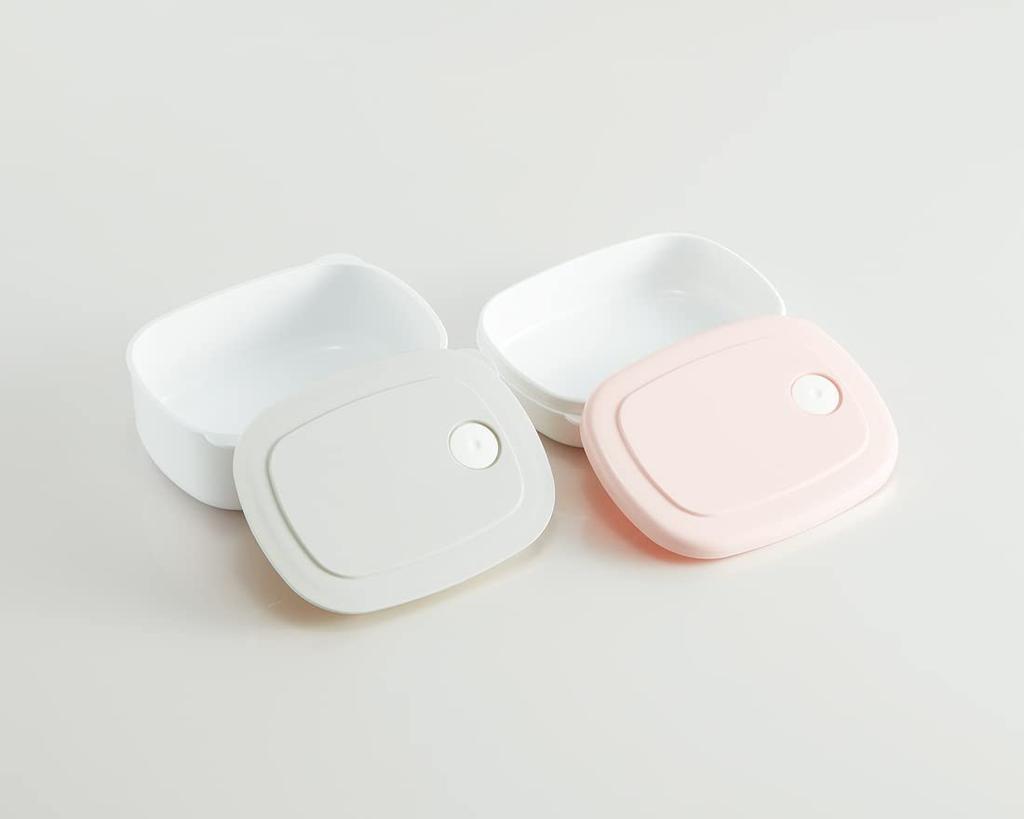 Skater Storage Container Set with Drawstring Dull Pink and Can Also Be Used As a Bento Box 3-Piece (200ml, 320ml) Bag, Gray, (KSLGD1-A)