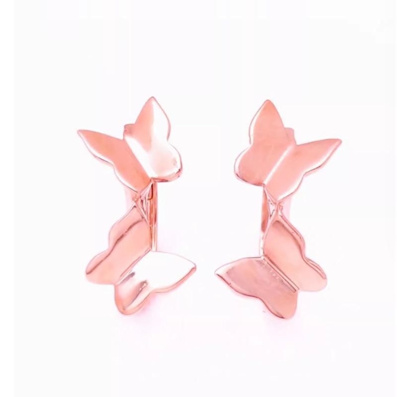 Exquisite Russian 585 Purple Gold Fashion Glossy Butterfly Simple Exquisite Earrings Rose Gold Plated Light Luxury Earrings