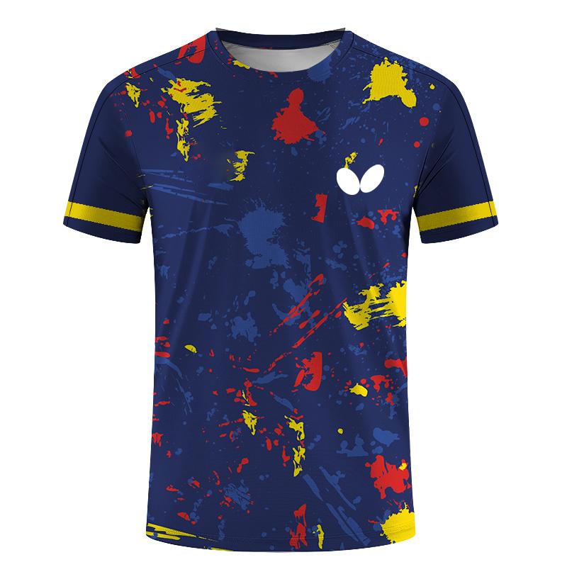 

Летние мужские футболки для настольного тенниса, быстросохнущие футболки с коротким рукавом, футболки для фитнеса и бега, дышащие, повседневные, спортивная одежда 2XL