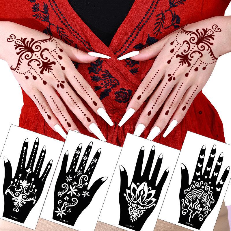 Hollow Tattoo Sticker Waterproof Indian Hannah Tattoo Template Hand Painted Diy Painted Hand Tattoo