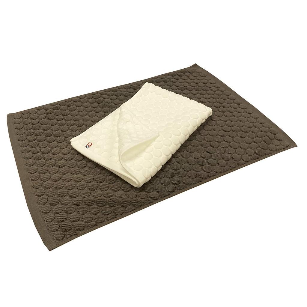 Imabari Towel Bath Mats, Set of 2, Dark Gray and White, Polka Dot Pattern, 45x65cm, 100% Cotton, Absorbent, Quick-Drying, Simple, for Wiping Feet,