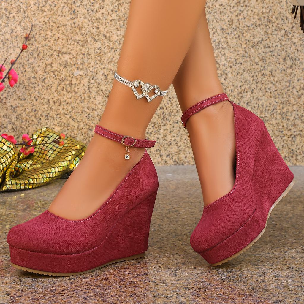 Spring/Autumn Pointed Toe Wedge Heel Shoes for Women, Fashionable Thick Sole Low-Cut High Heels, Women's Shoes 2026