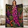 Foxglove Fern Tapestry Coral Fleece Blanket