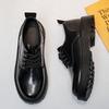 Leather Shoes Men's Casual Business British Platform Shoes Men's Black Wedding Groom Heightening Low-top Martin Boots 2024