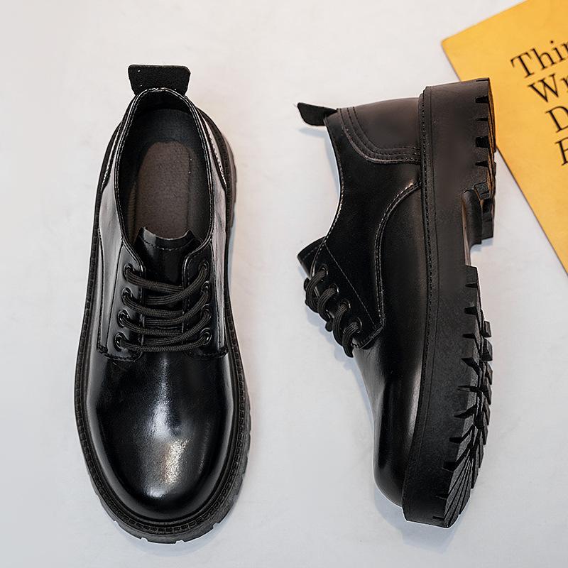 

Кожаная обувь Мужская Повседневная Деловая Британская Обувь на Толстой Подошве Мужская Черная Свадебная Обувь Жениха Высокие и Низкие Мартинсы 44