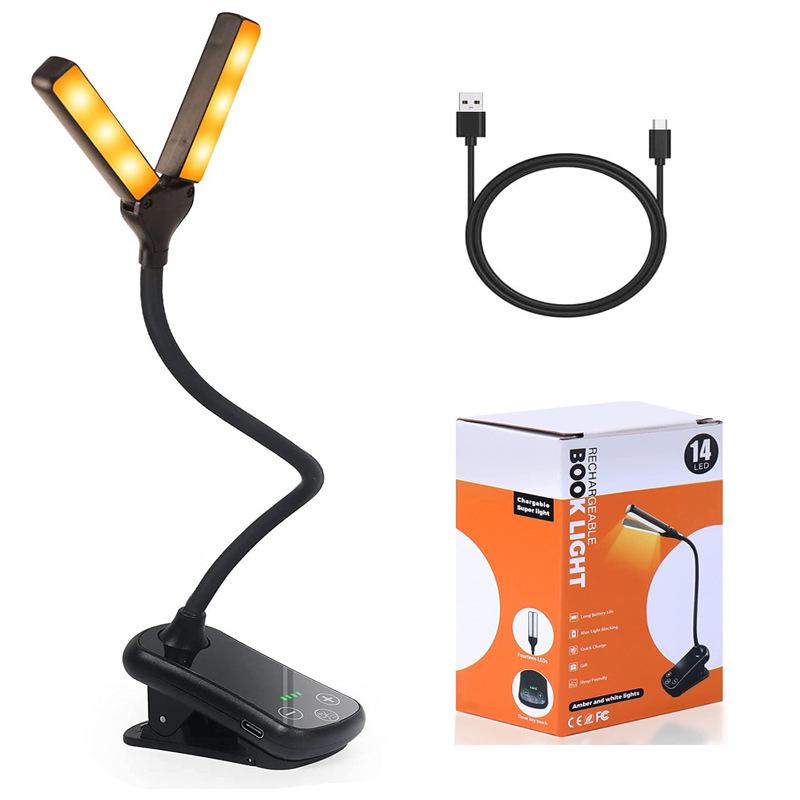 14-LED Type-C USB Dimmable Reading Lamp with Eye Protection for Dorm or Bedside