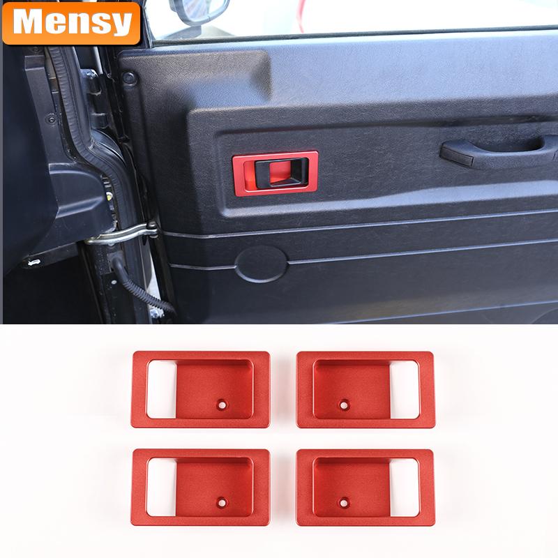 For Land Rover Defender 90 110 130 2004-2019 Aluminum Alloy Car Door Lock Pin Inner Handle Frame Decoration Cover Car Accessory