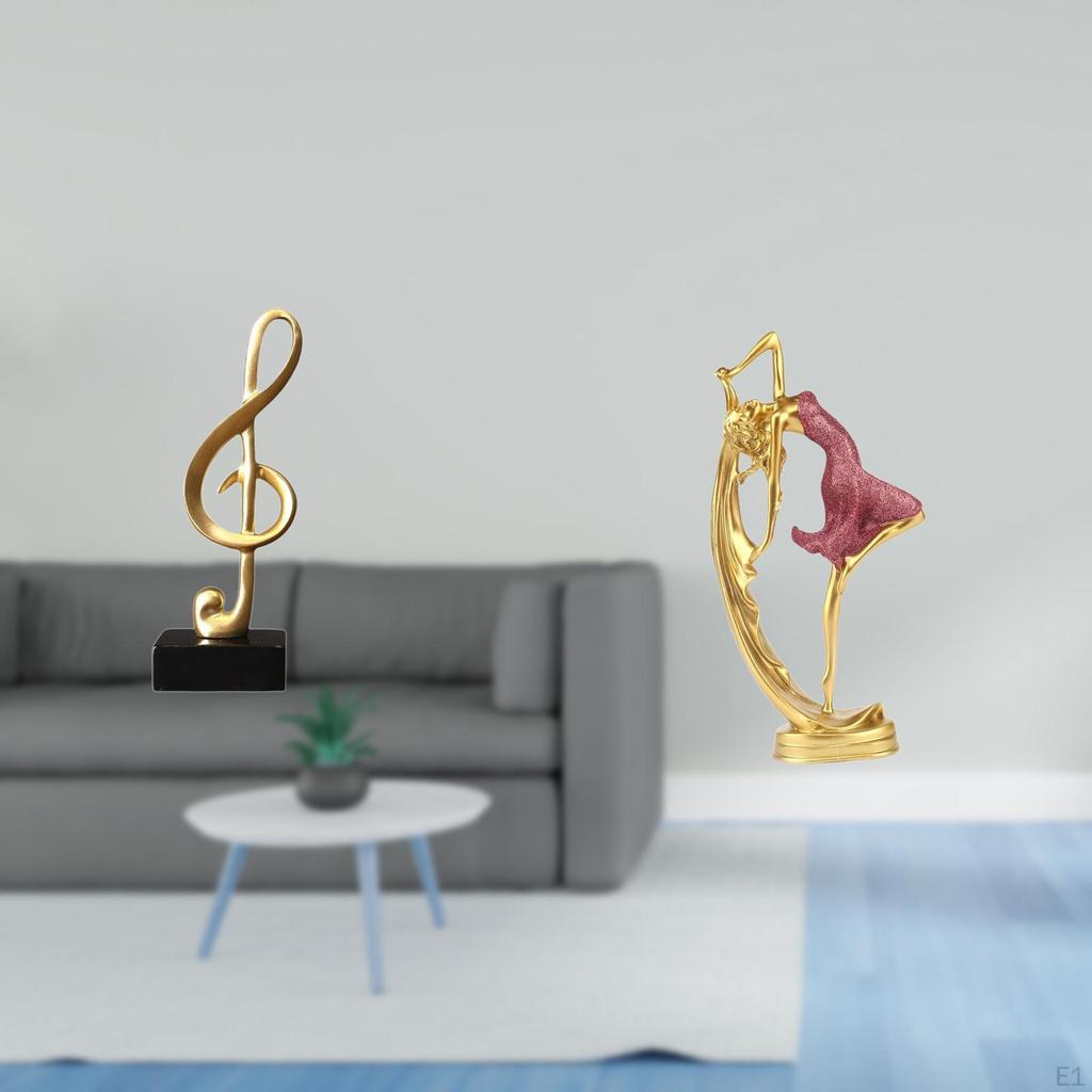 Creative Resin Music Note And Ballet Dancing Girl Sculpture Figurine Tabletop Ornament Centerpiece