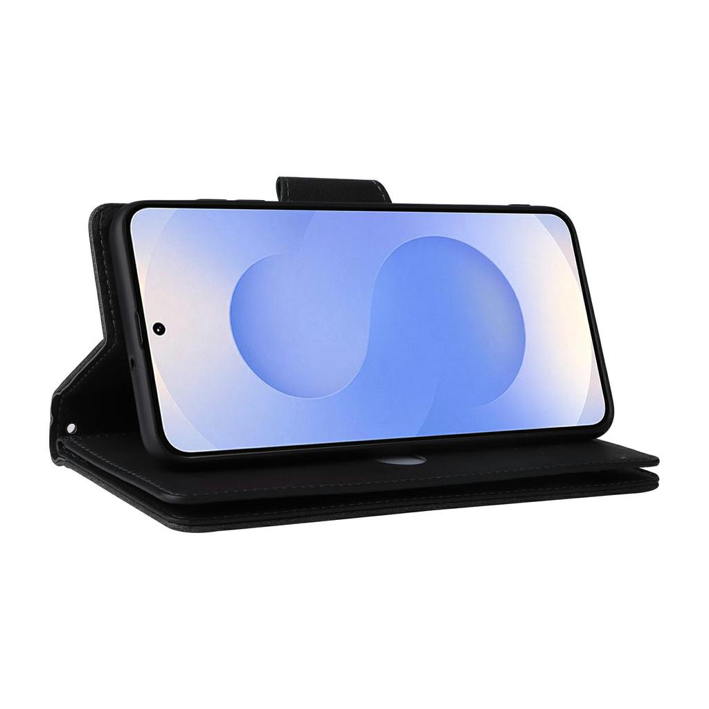 For Samsung Galaxy S25 Edge Case Zipper Wallet Leather Stand Phone Cover Rivet Decor