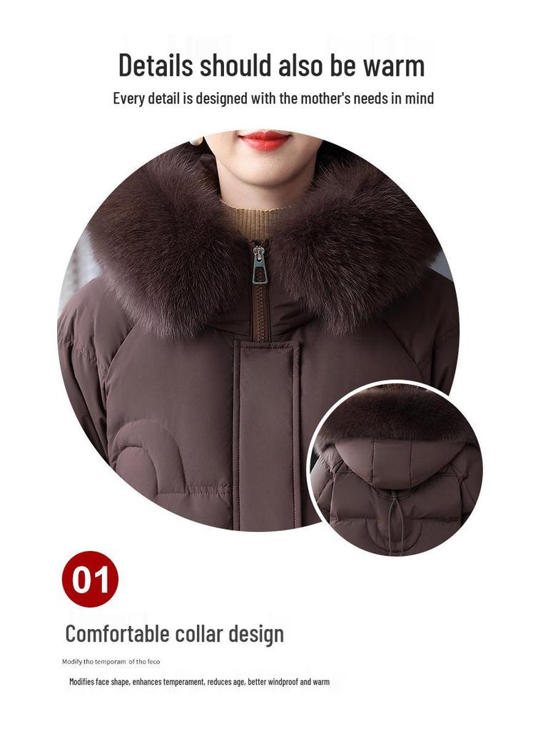 Damen Mittellange Jacke mit 90 % Daunenfüllung (weiße Entendaunen) - Wintermode 2025 für mittleres und älteres Alter